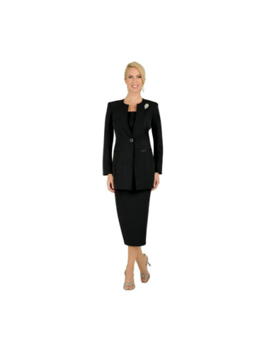 Black Special Occasion Skirt Suit With Round Neck Jacket. (3)