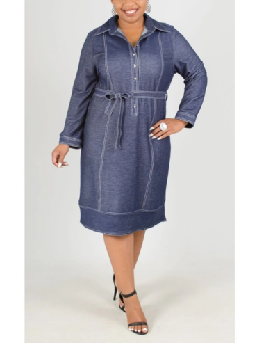 Blue Button up denim dress