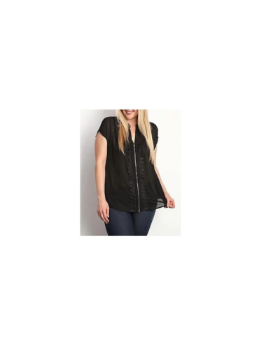 Embroidered Top With Zipper Front