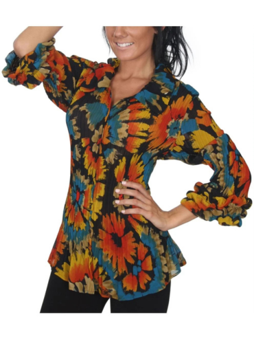 Floral Print Top For Women With Ruffle Sleeves