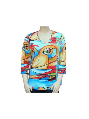 Hawaiian Breeze Blouse With Sequin Accent.