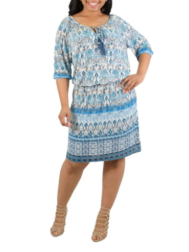 Paisley Print Dress With String Neck Line