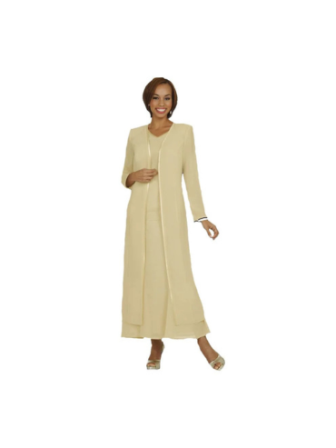 Plus Size Jacket Dresses for Special Occasions Satin Trimmed Duster Set