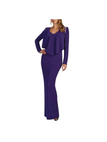 Plus Size Special Occasion Dress Overlaid Top Solid Color Detachable Long Sleeves